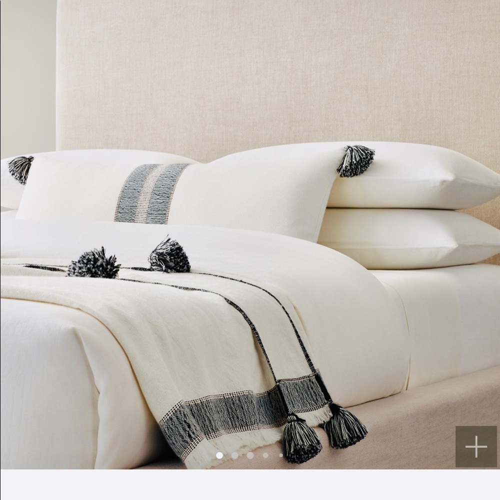 Restoration Hardware oversized natural/indigo alpaca throw.